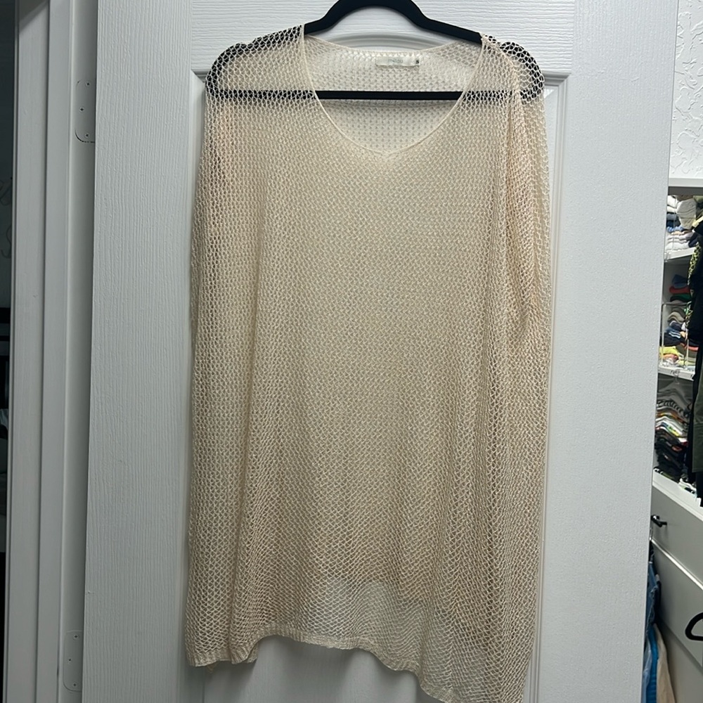 Mesh Short Sleeve Oversized Knit Beach Cover Up Size S